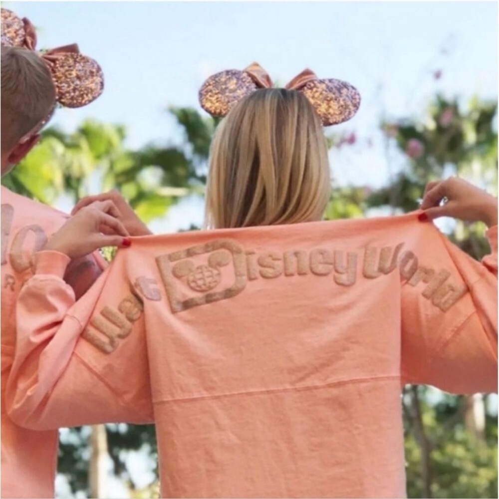 Rare Disney World Parks Rose Gold Spirit Jersey Long Sleeve Pullover Shirt sz: S